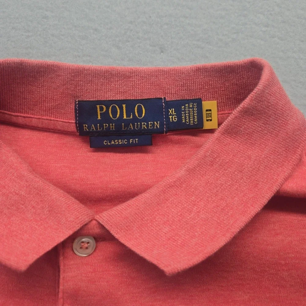 Polo Ralph Lauren Mens XL Classic Fit Coral Heather Short Sleeve‎ Polo Shirt